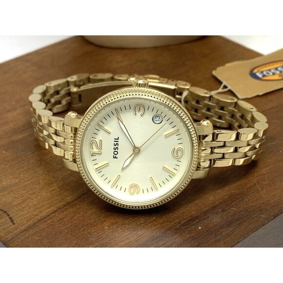 Fossil Women's Watch ES3181 Heather Quartz Gold Dial Stainless Steel 34mm - Picture 7 of 13